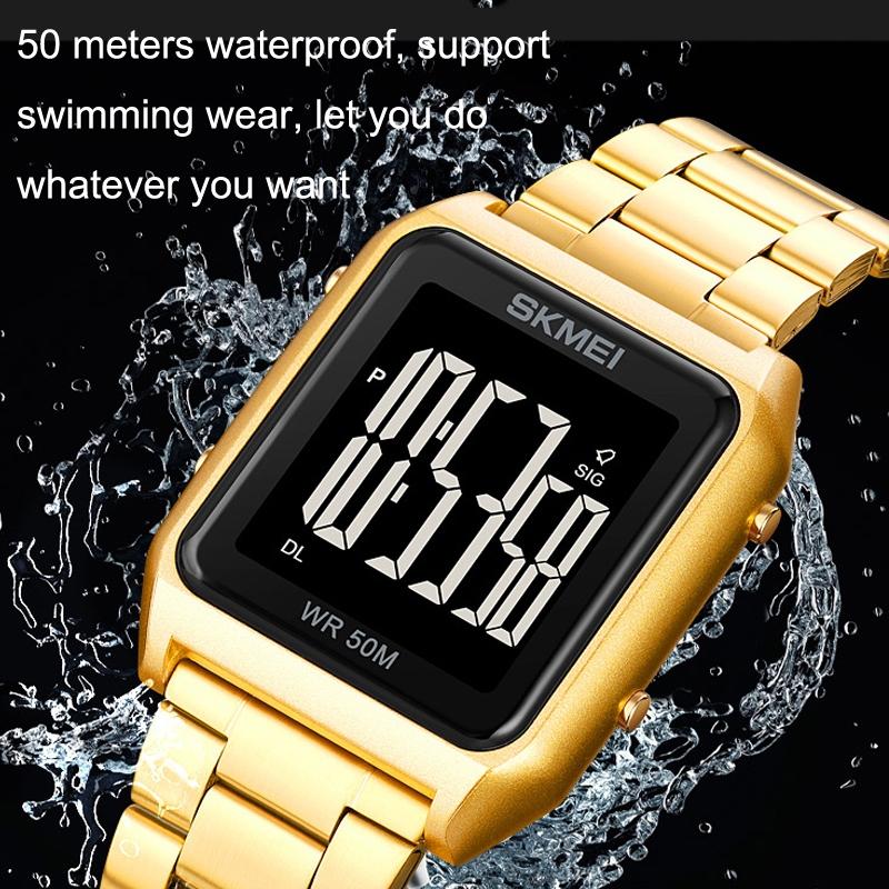 Large Screen Men Multi-function Watch with Steel Belt and Luminous Display