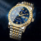 Diamond Dual-calendar Luminous Quartz Watch - B2202 - Full-Gold-Gold