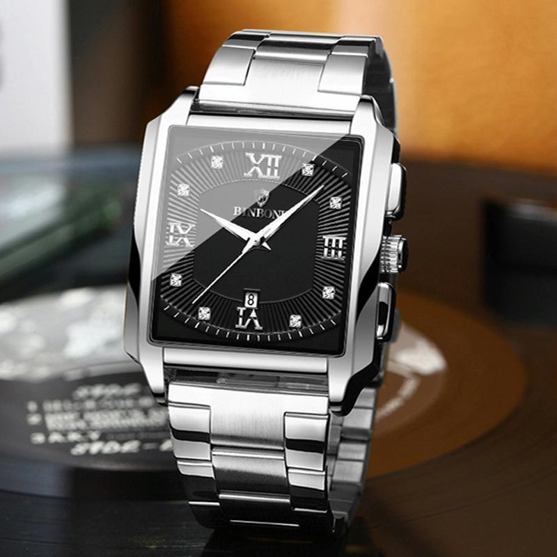 Waterproof Men Quartz Watch - Rectangular Outdoor Design - Full Gold-Gold