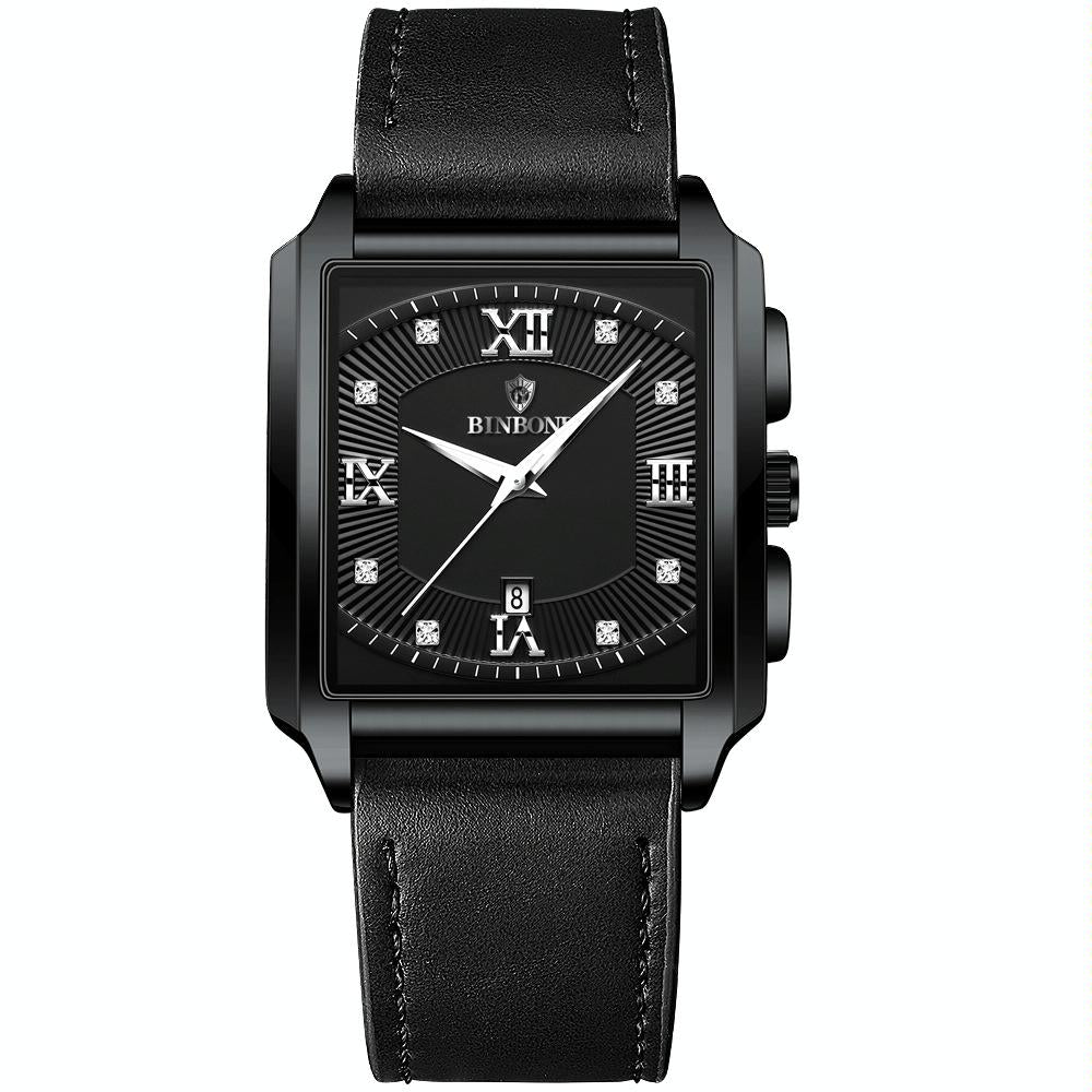 Waterproof Men Quartz Watch - Rectangular Outdoor Design - Full Gold-Gold