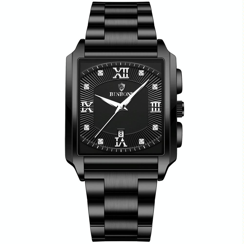 Waterproof Men Quartz Watch - Rectangular Outdoor Design - Full Gold-Gold
