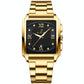 Waterproof Men Quartz Watch - Rectangular Outdoor Design - Full Gold-Gold