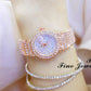 Starry Diamond Chain Women Wrist Watch - Rose Gold Diamonds Surface