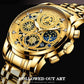 Waterproof Luminous Quartz Watch with Multifunctional Design - Full Gold Gold Surface