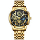 Waterproof Luminous Quartz Watch with Multifunctional Design - Full Gold Gold Surface