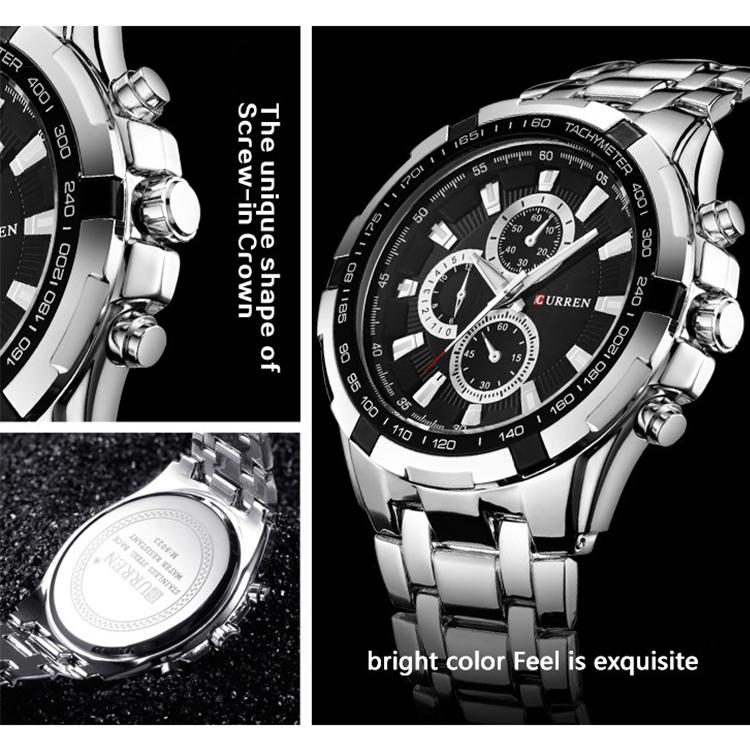 Stainless Steel Men Analog Sport Watch - 8023 - White Case White Face