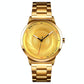 Stylish Waterproof Gold Quartz Watch for Men - Gold