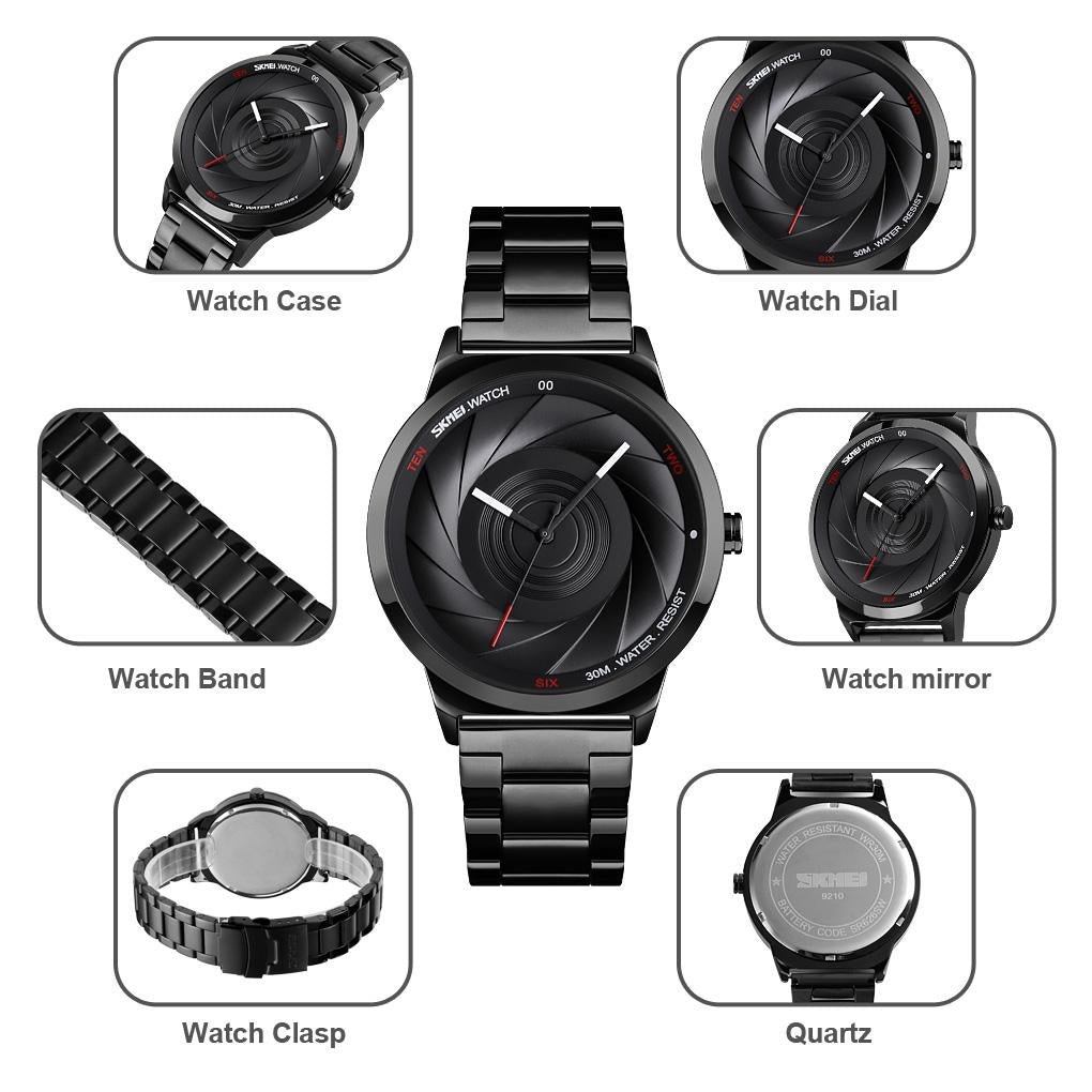 Stylish Waterproof Gold Quartz Watch for Men - Gold
