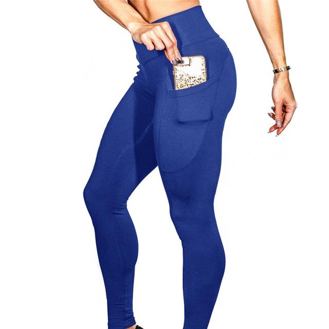High Elastic Yoga Pants With Pockets For Women Stretch Leggings For Jogging Workout And Running Gym Tights For Women Size M - Black