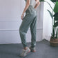 High Waist Drawstring Yoga Pants Black Size S - Smoke Purple