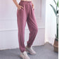 High Waist Drawstring Yoga Pants Black Size S - Smoke Purple