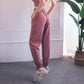 High Waist Drawstring Yoga Pants Black Size S - Smoke Purple