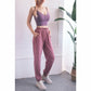 High Waist Drawstring Yoga Pants Black Size S - Smoke Purple