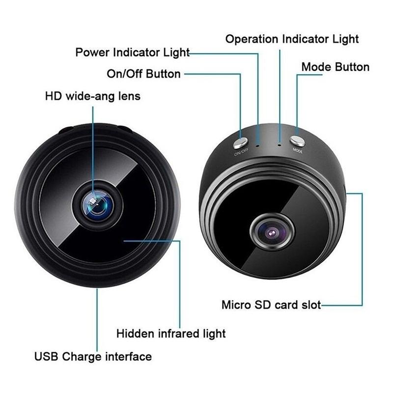 Wireless 1080P Camera With Night Vision & Motion Detection Tf Card & Bluetooth - Black