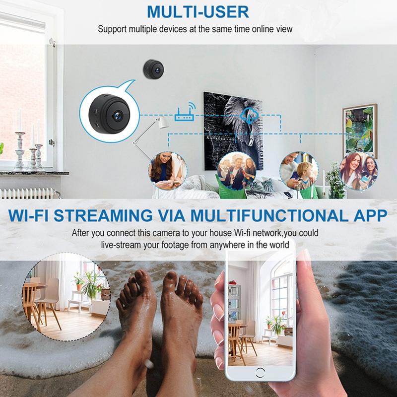 Wireless 1080P Camera With Night Vision & Motion Detection Tf Card & Bluetooth - Black