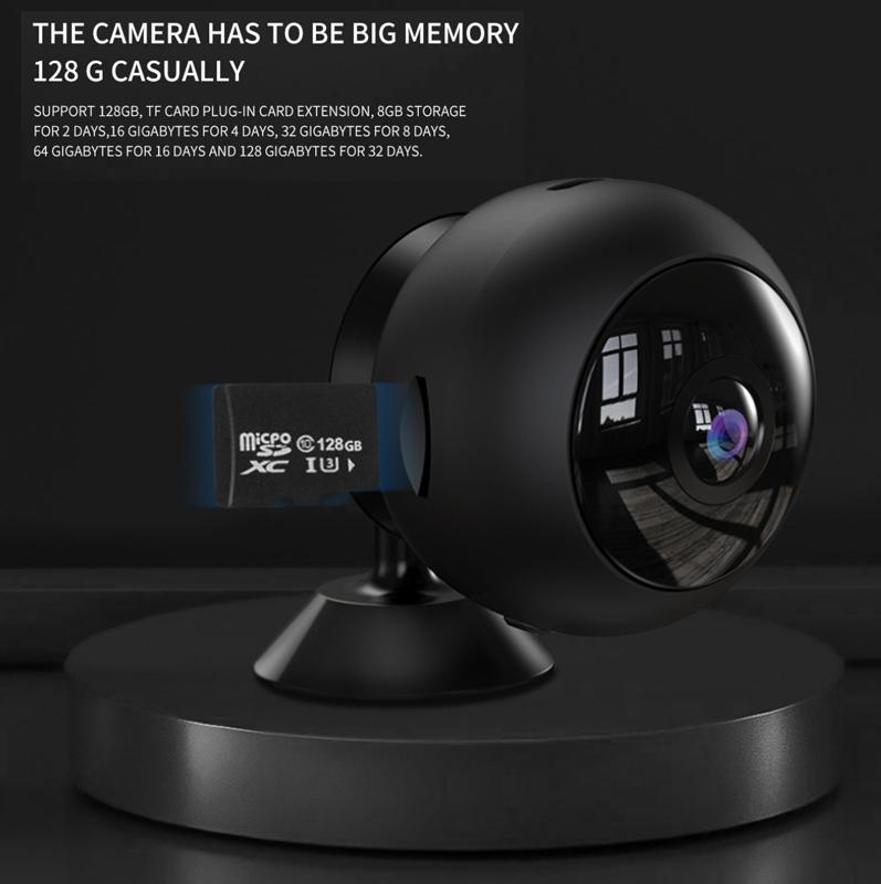 Small Wireless Security Camera With Night Vision - 1080P 5Ghz Remote - Matte Black