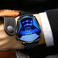 Black Technology Men Watch with Locomotive Concept - Gold Net Belt-Full Gold-Gold Face