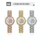 Women Quartz Watch with Diamond Roman Numerals and Round Dial - Gold
