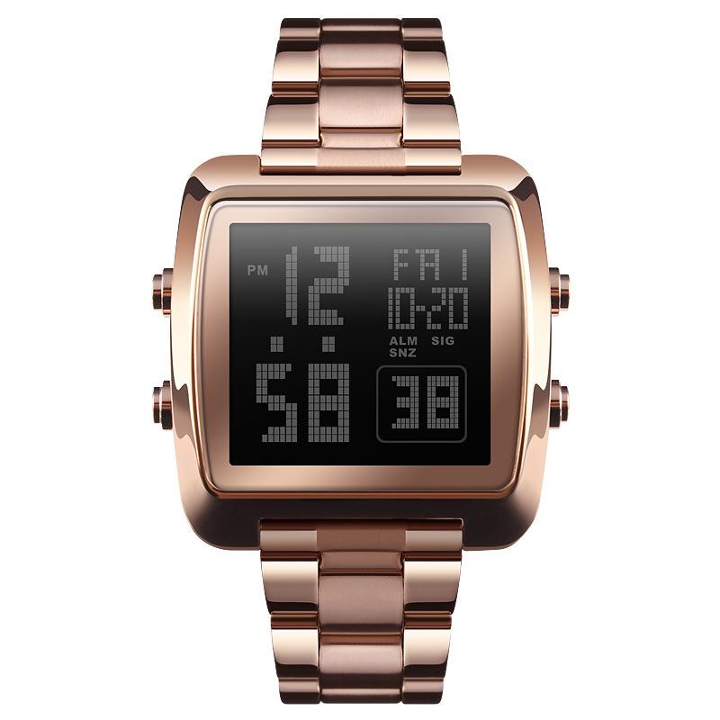 Vintage Gold Steel Square Watch - Waterproof & Luminous - Rose Gold