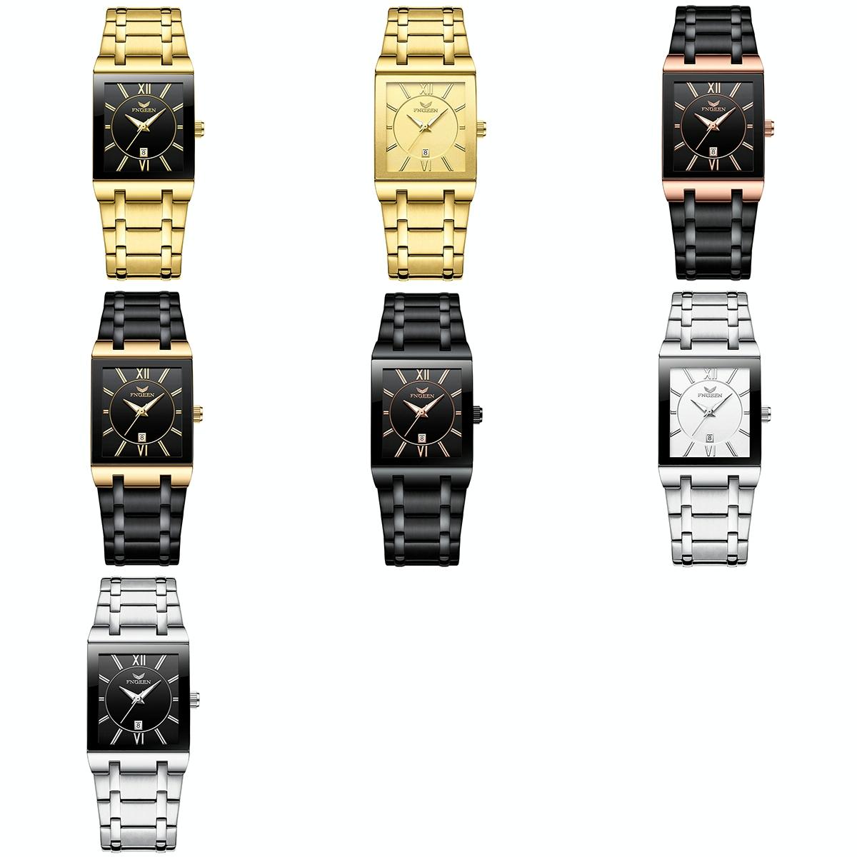 Waterproof Square Men Watch with Calendar - 50m - Full Gold Gold Surface