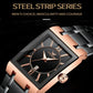 Waterproof Square Men Watch with Calendar - 50m - Full Gold Gold Surface