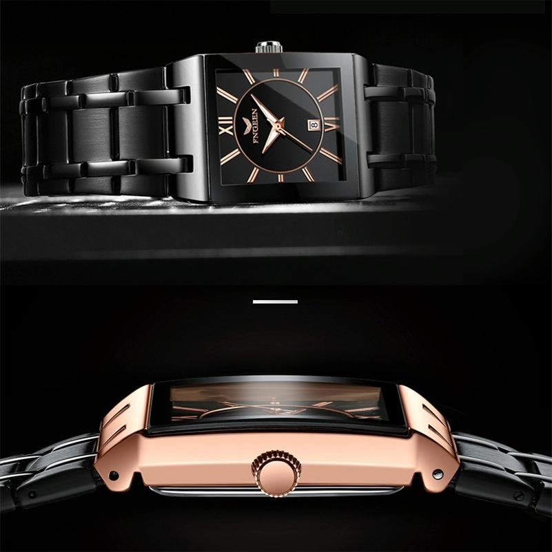 Waterproof Square Men Watch with Calendar - 50m - Full Gold Gold Surface