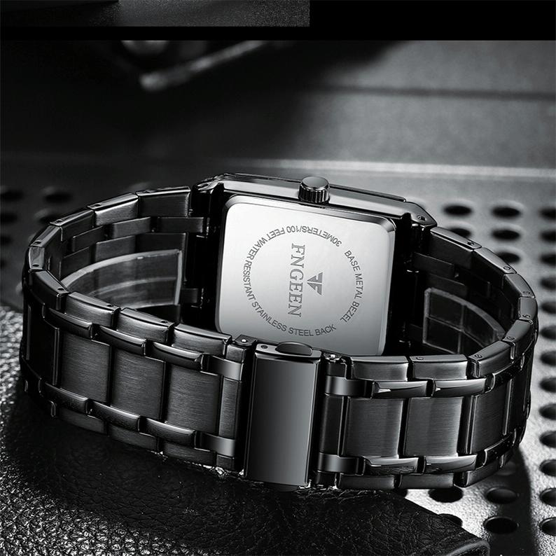 Waterproof Square Men Watch with Calendar - 50m - Full Gold Gold Surface