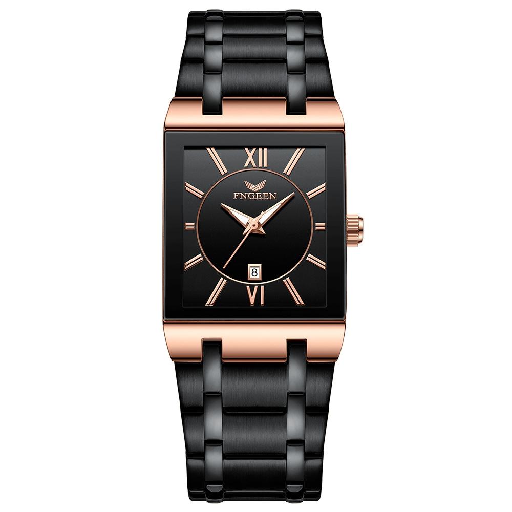 Waterproof Square Men Watch with Calendar - 50m - Full Gold Gold Surface