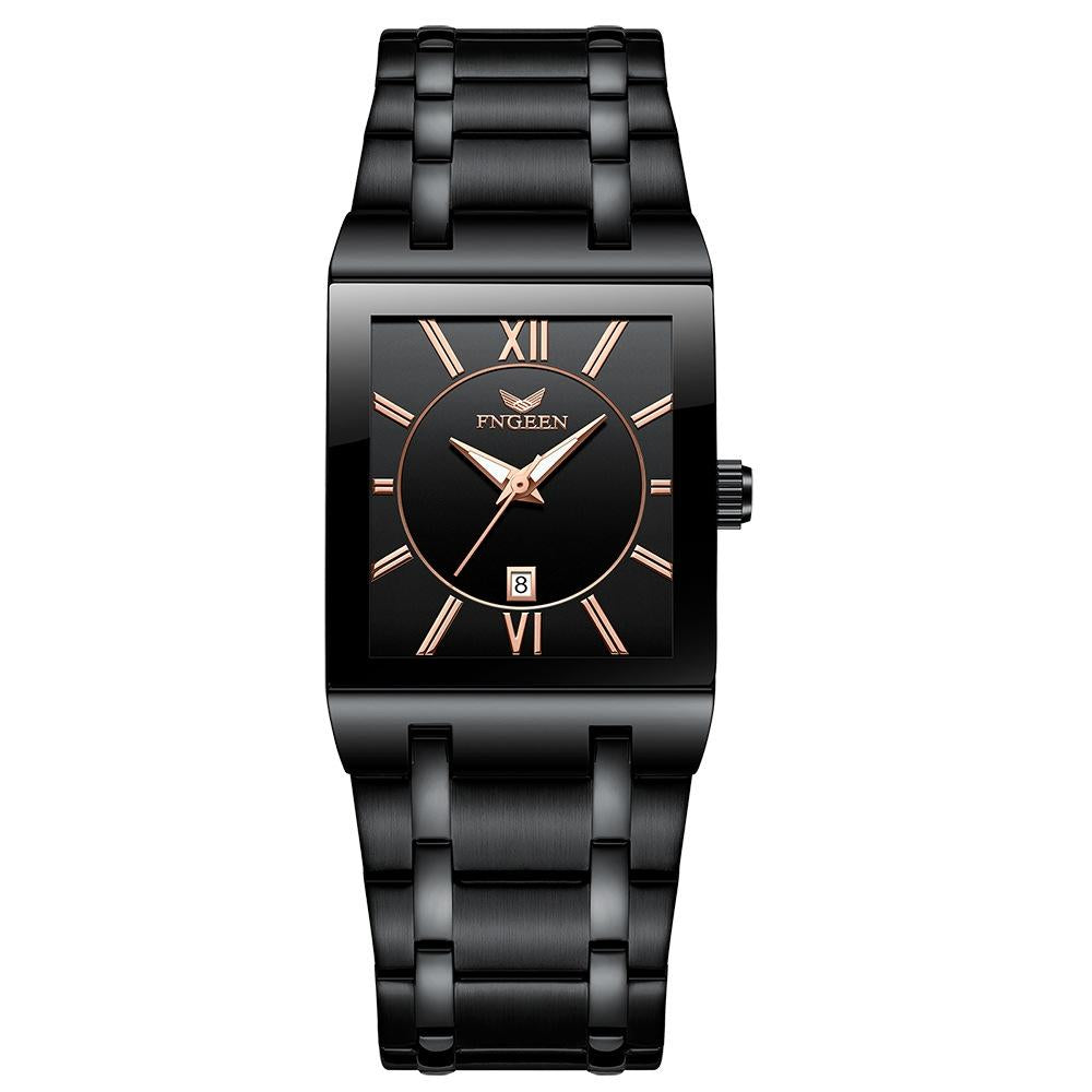 Waterproof Square Men Watch with Calendar - 50m - Full Gold Gold Surface