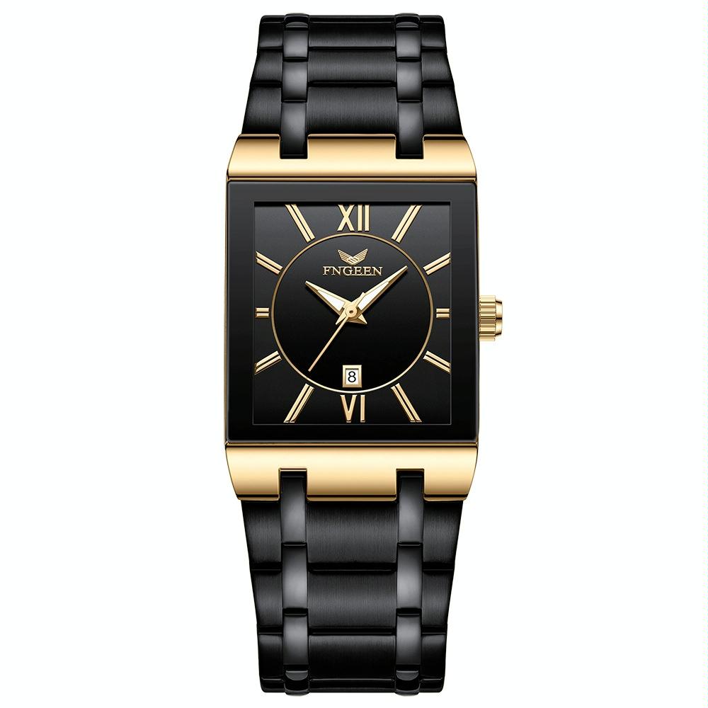 Waterproof Square Men Watch with Calendar - 50m - Full Gold Gold Surface