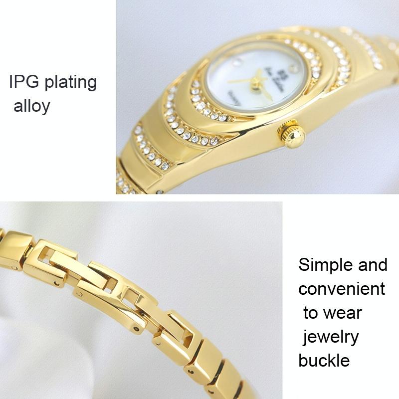Oval Chain Watch with Diamonds for Women - Gold