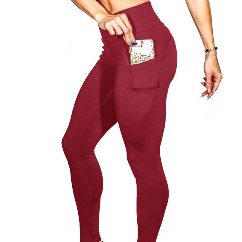 High Elastic Yoga Pants With Pockets For Women Stretch Leggings For Jogging Workout And Running Gym Tights For Women Size M - Blue