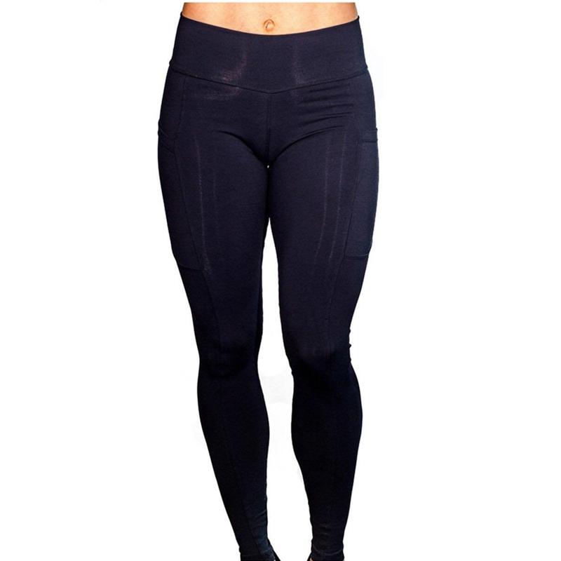 High Elastic Yoga Pants With Pockets For Women Stretch Leggings For Jogging Workout And Running Gym Tights For Women Size M - Blue