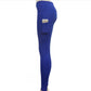 High Elastic Women Yoga Pants With Pockets Stretch Leggings For Jogging Workout And Running Size L - Blue