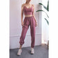 High Waist Drawstring Yoga Pants Black Size S - Black