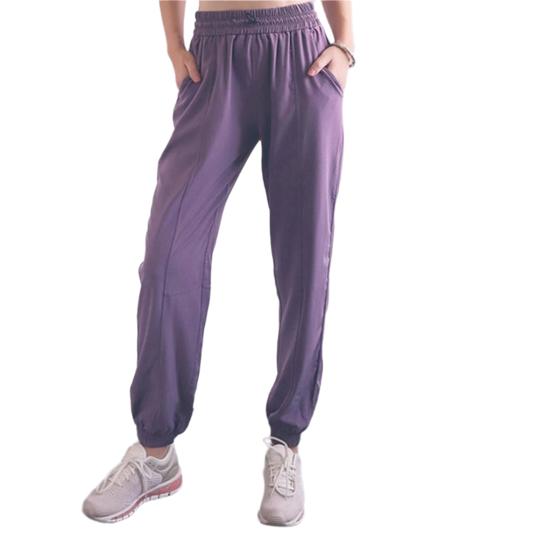 High Waist Drawstring Yoga Pants Black Size S - Water Moss Colour