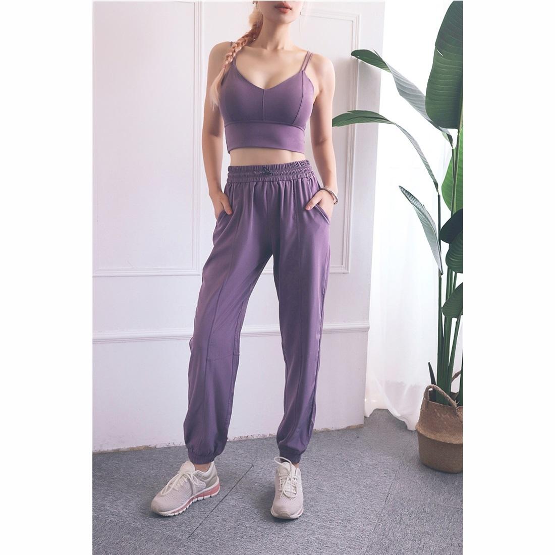High Waist Drawstring Yoga Pants Black Size S - Water Moss Colour