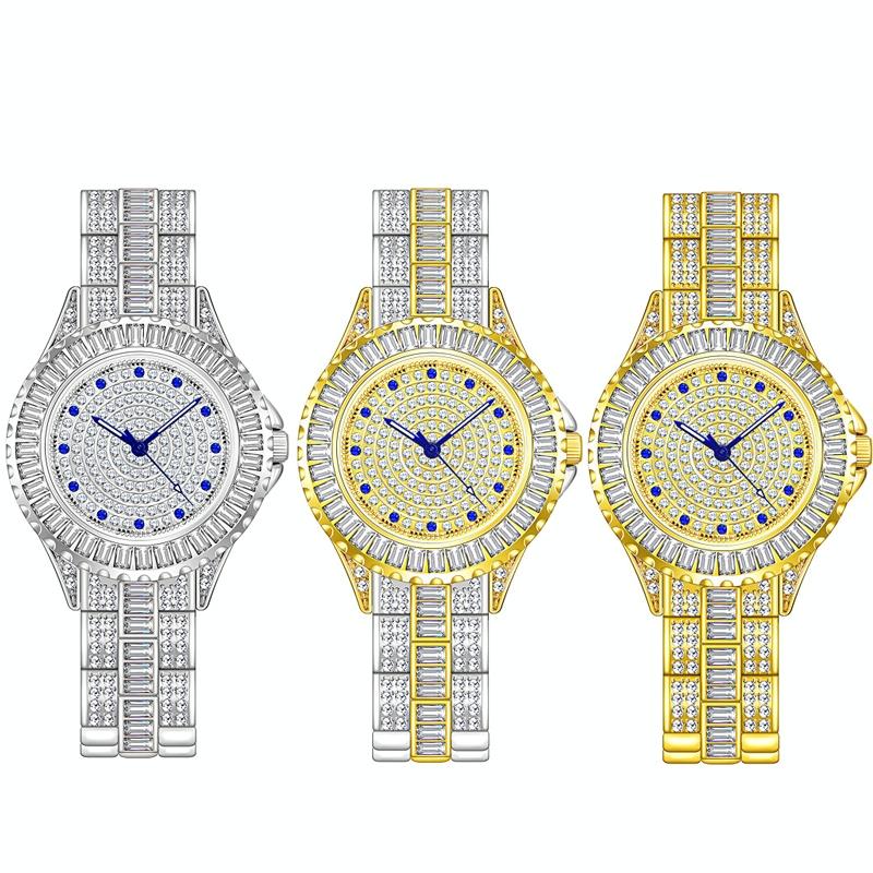 Diamond-inlaid Women Chain Watch - Elegant Jewelry - Gold