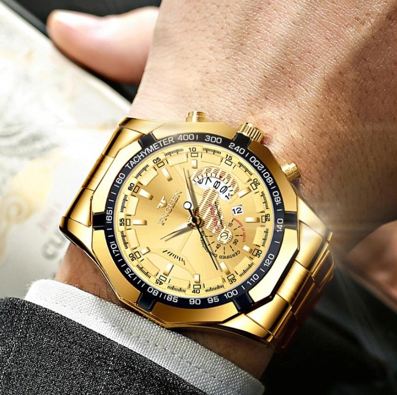 Waterproof Men Calendar Watch - Full Gold Gold Surface