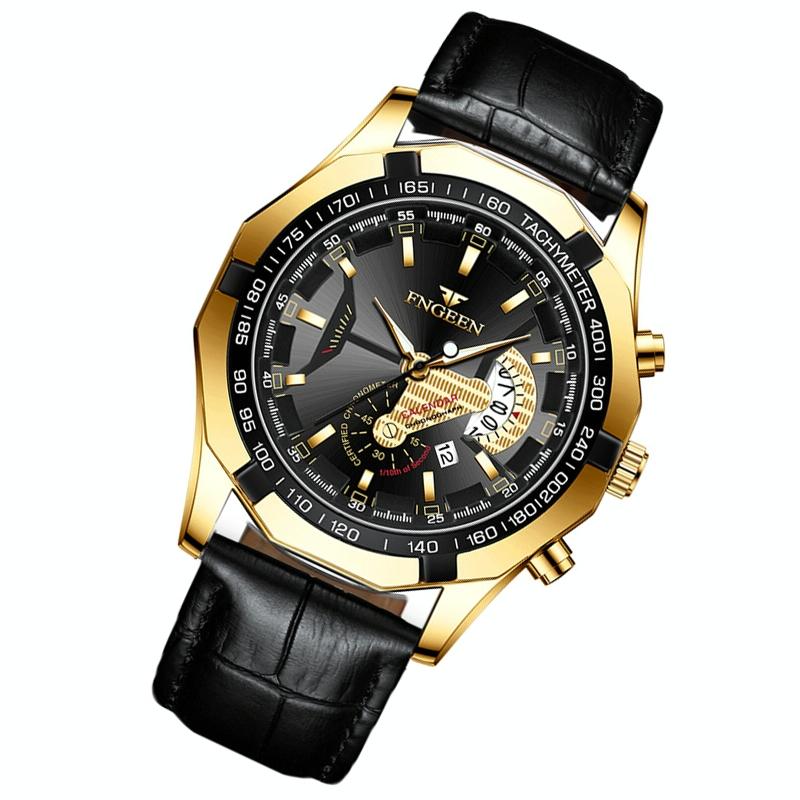 Waterproof Men Calendar Watch - Full Gold Gold Surface