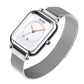 Unisex Magnetic Buckle Mesh Belt Quartz Watch - Silver White