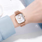 Unisex Magnetic Buckle Mesh Belt Quartz Watch - Silver White