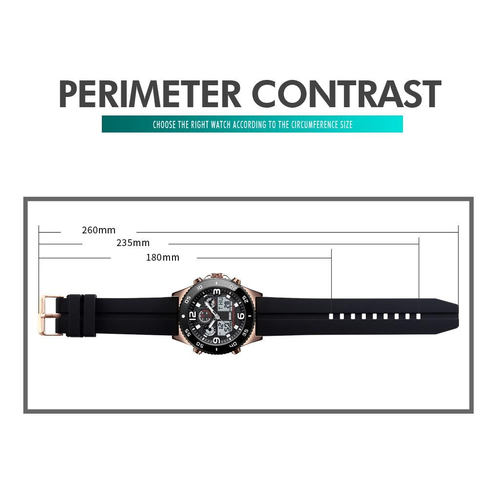 Men Casual Sports Watch with Large Dial and Steel Band - Rose Gold-Steel Belt