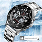Men Casual Sports Watch with Large Dial and Steel Band - Rose Gold-Steel Belt