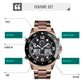 Men Casual Sports Watch with Large Dial and Steel Band - Rose Gold-Steel Belt