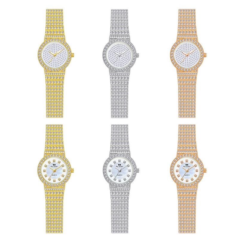 Starry Diamond Chain Women Wrist Watch - Rose Gold Scale Surface