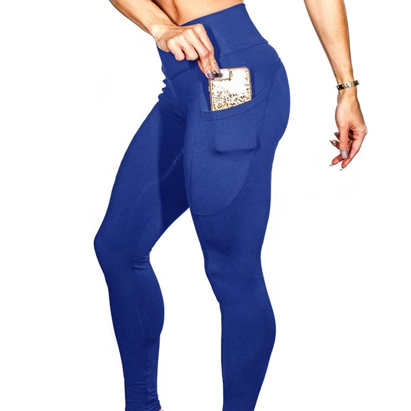 High Elastic Yoga Pants With Pockets For Women Stretch Leggings For Jogging Workout And Running Size S - Red