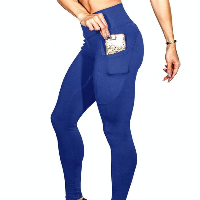 High Elastic Yoga Pants With Pockets For Women Jogging Workout Running Leggings Xl - Red - Xl