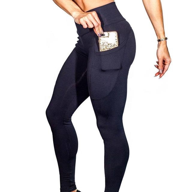 High Elastic Yoga Pants With Pockets For Women Jogging Workout Running Leggings Xl - Red - Xl