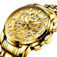 Waterproof Luminous Men Quartz Watch - Hollow Design - Gold And Gold Surface